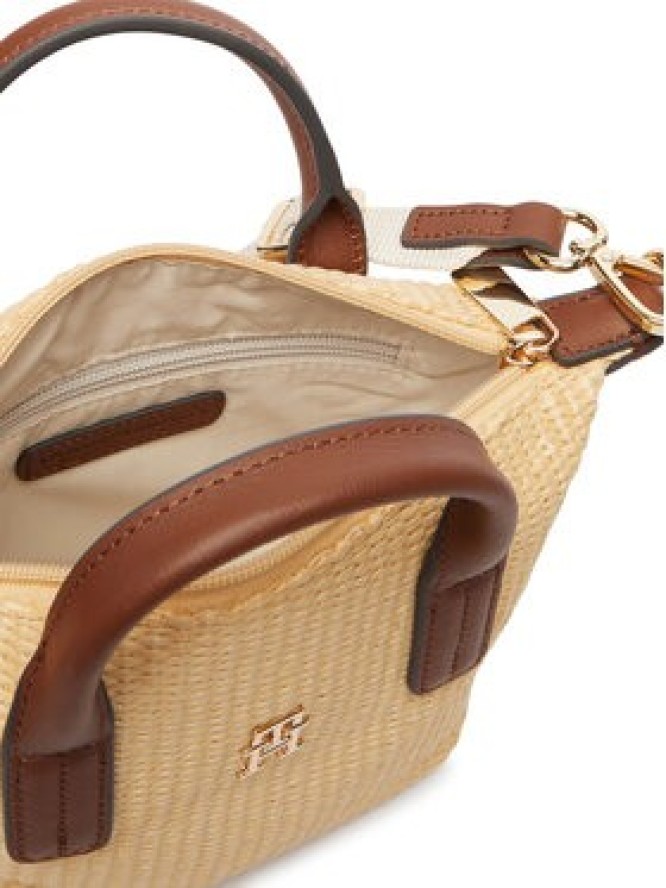 Tommy Hilfiger Torebka Popette Micro Tote Raffia AW0AW18526 Beżowy