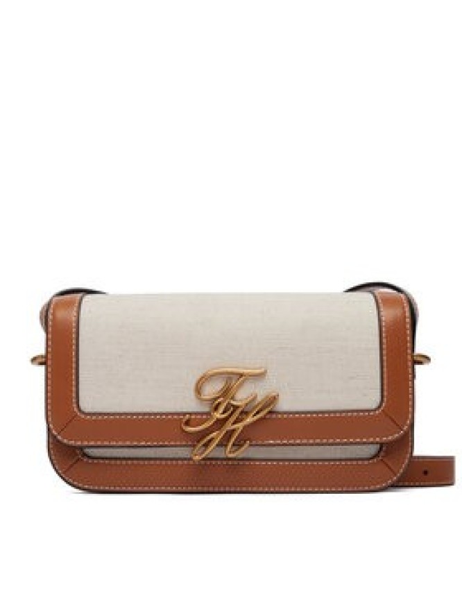 Tommy Hilfiger Torebka Th Script Flap Crossover Canvas AW0AW18737 Kremowy
