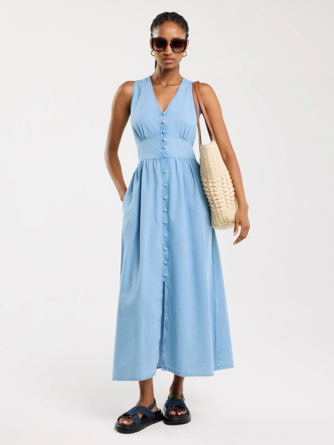 Sukienka damska midi jeansowa niebieska Willow 160