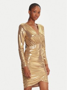 Fracomina Sukienka koktajlowa FQ25WD1006W59501 Złoty Slim Fit