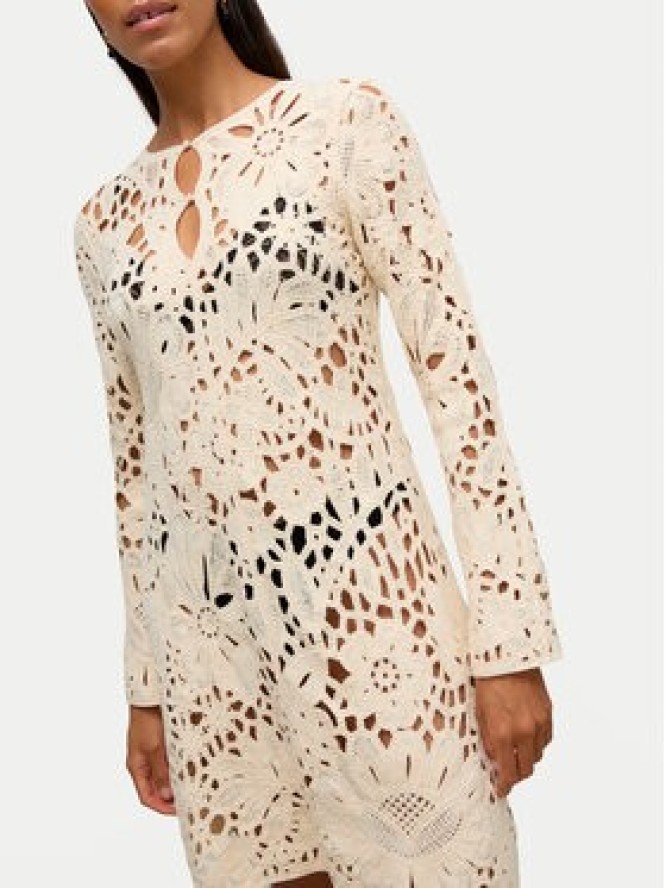 Vero Moda Sukienka koktajlowa Awalison 10342832 Beżowy Regular Fit