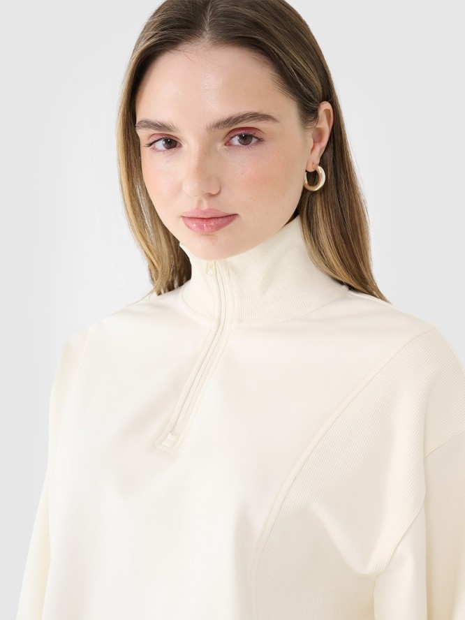 4F Bluza dresowa nierozpinana bez kaptura damska - biała XL