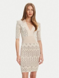Marciano Guess Sukienka dzianinowa 5YGK20 5877Z Beżowy Slim Fit