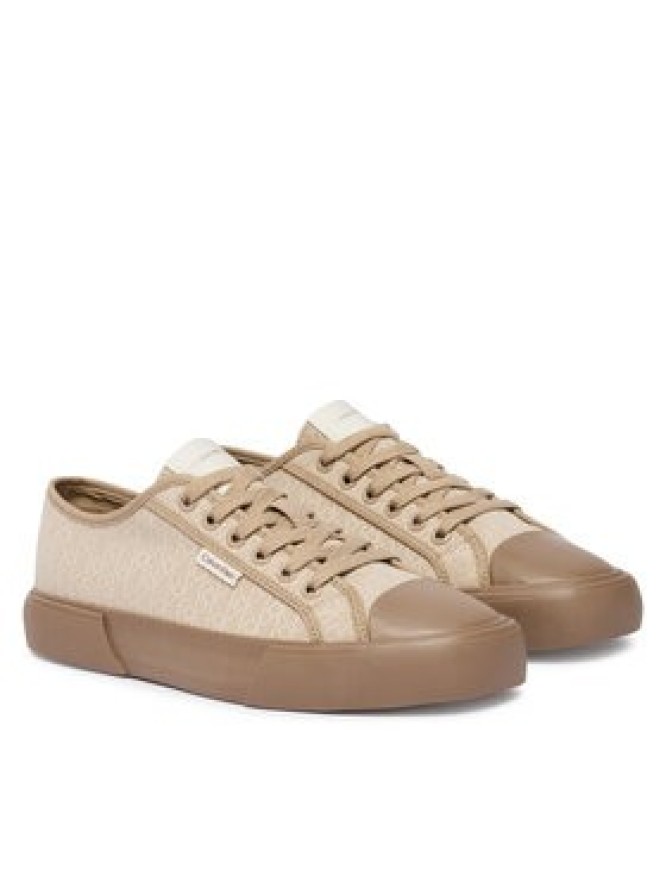 Calvin Klein Trampki Vulc Low Laceup Aop Canvas HW0HW03142 Beżowy