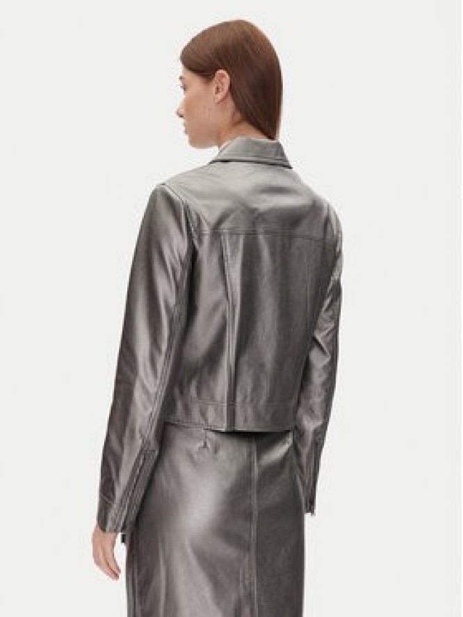 DKNY Kurtka z imitacji skóry P4JJ6XJA Srebrny Regular Fit