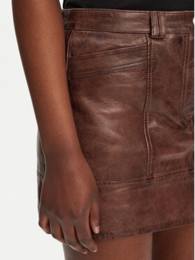 PINKO Spódnica skórzana Geordie 104957 A2I1 Brązowy Slim Fit