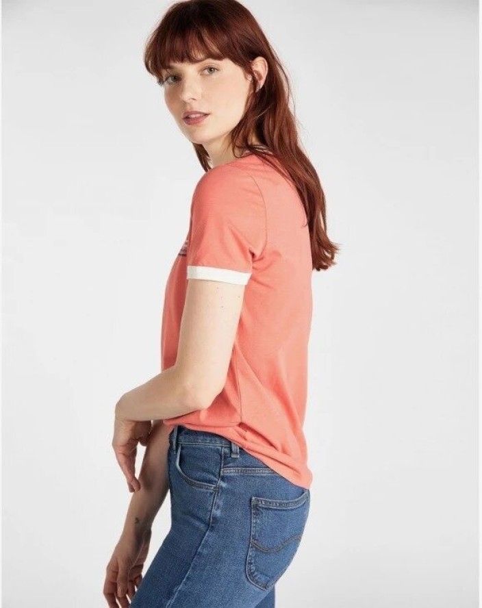 LEE RINGER TEE SLIM FIT DAMSKI T-SHIRT LOGO PAPRIKA L40PEPNI 112108665