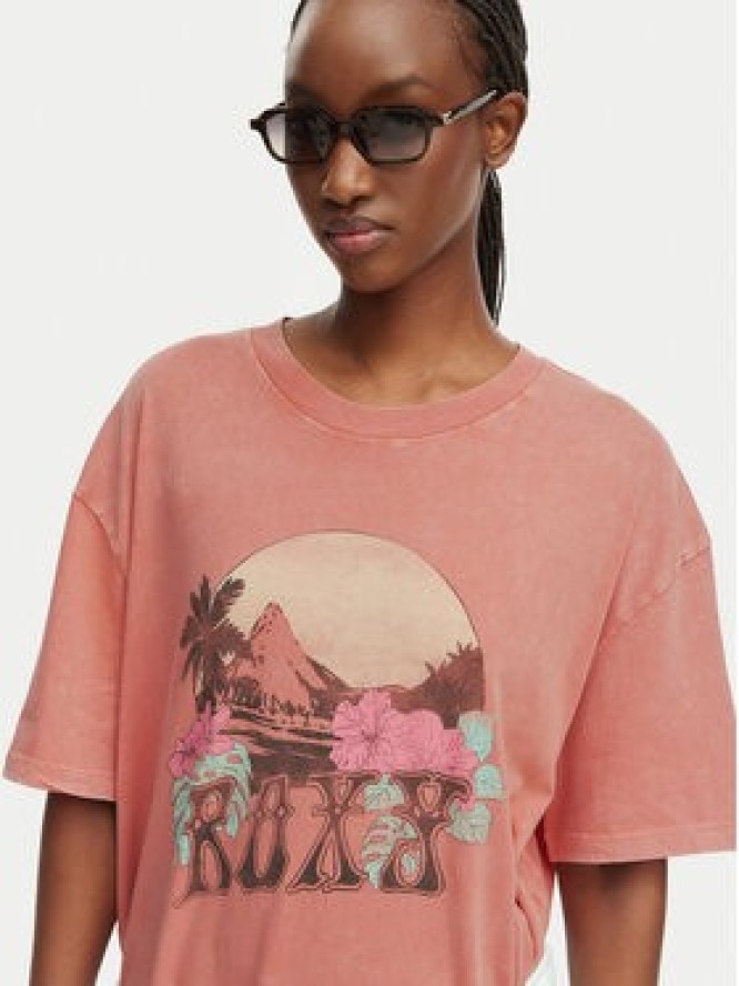 Roxy T-Shirt Talloversize Washed ERJZT06081 Pomarańczowy jasny Loose Fit