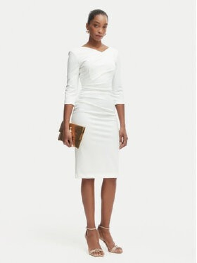 Rinascimento Sukienka koktajlowa CFC0127699003 Biały Slim Fit