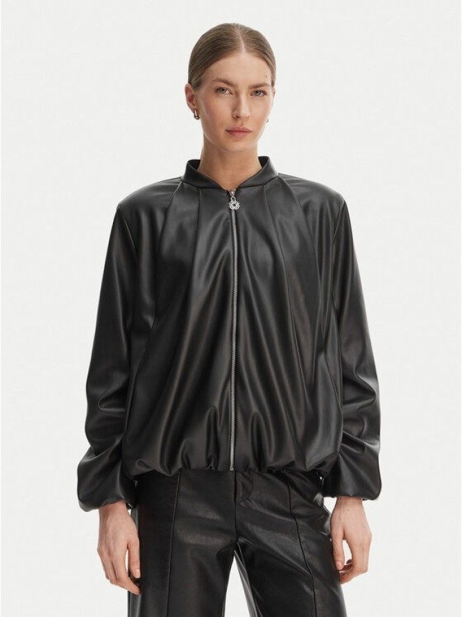 Rinascimento Kurtka z imitacji skóry CFC0127530003 Czarny Relaxed Fit