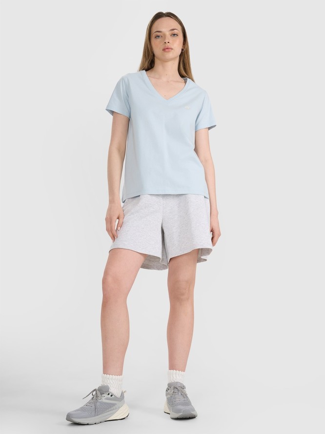 4F T-shirt oversize gładki damski - niebieski L