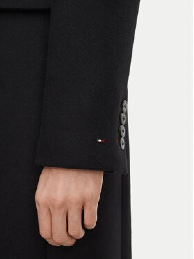 Tommy Hilfiger Płaszcz wełniany Classic WW0WW51106 Czarny Regular Fit