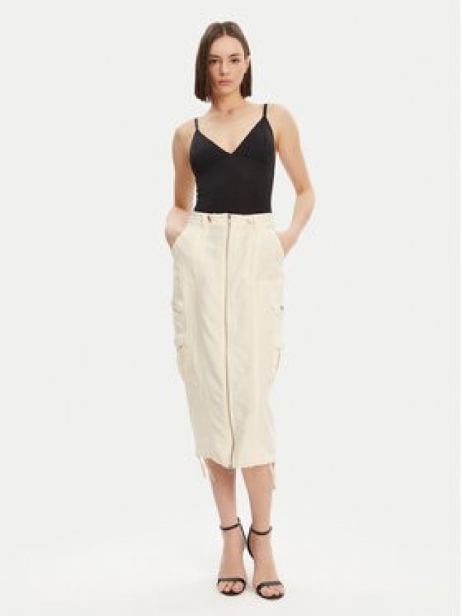 Guess Spódnica midi W5GD1H WG8N0 Beżowy Regular Fit
