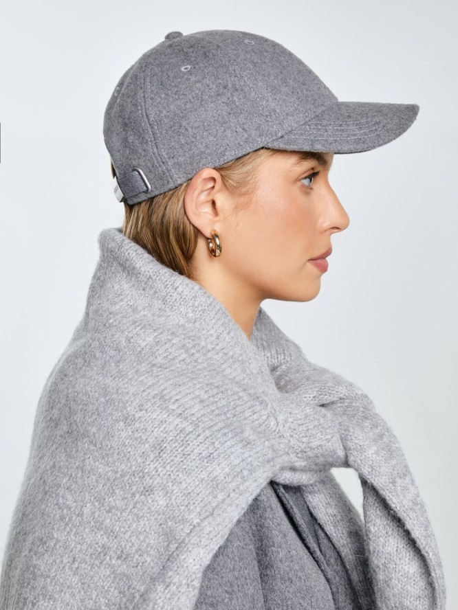 Czapka z daszkiem wełniana szara Lano 902