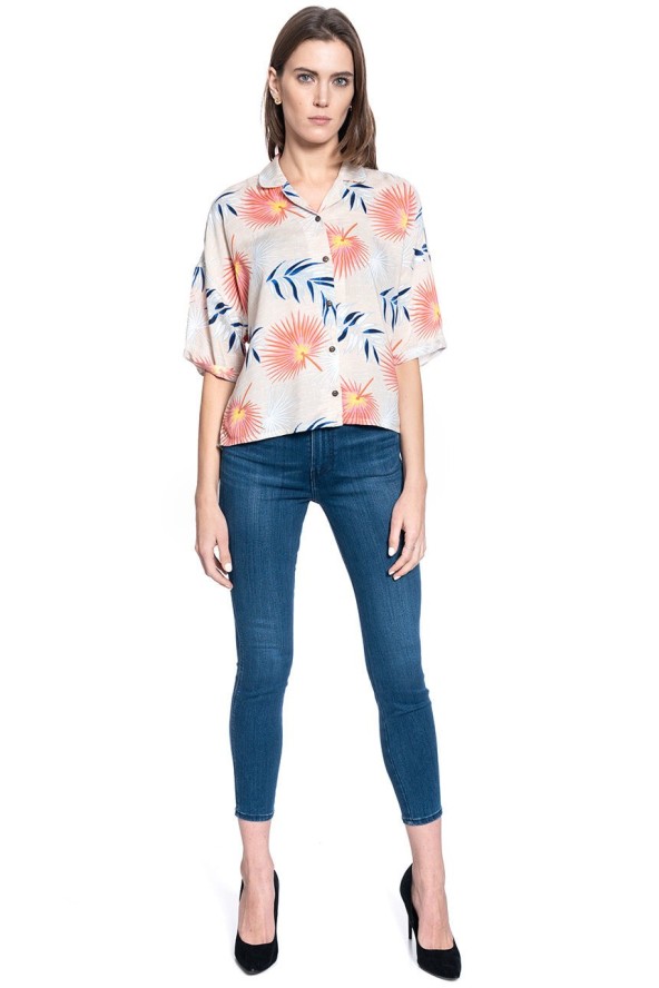DAMSKA KOSZULA MATERIAŁOWA LEE FLORAL RESORT SHIRT ECRU L46DDWNQ 112110884