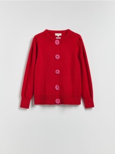 Kardigan z różą - pastelowy róż