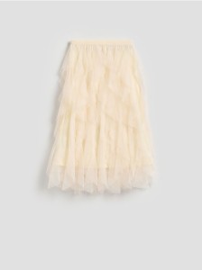 Tiulowa spódnica maxi - kremowy