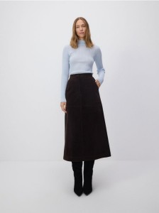 Spódnica midi z wiskozy - ciemnobrązowy