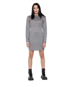 Leone 1947 Glam Winter Damen Geripptes Kapuzenkleid