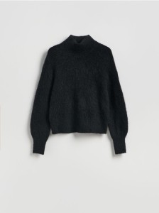 Sweter z wełną z alpaki - czarny