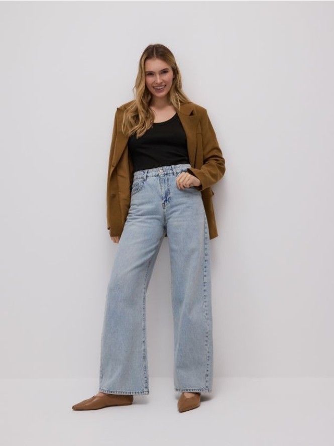 Jeansy z szerokimi nogawkami - niebieski