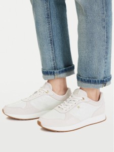 Tommy Hilfiger Sneakersy Th Runner Monogram FW0FW09586 Kremowy