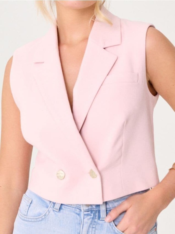 Kamizelka garniturowa z domieszką wiskozy - różowy