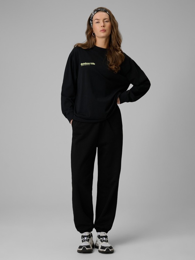 4F Longsleeve regular z nadrukiem damski - czarny L