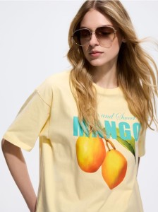 T-shirt z nadrukiem - jasnożółty