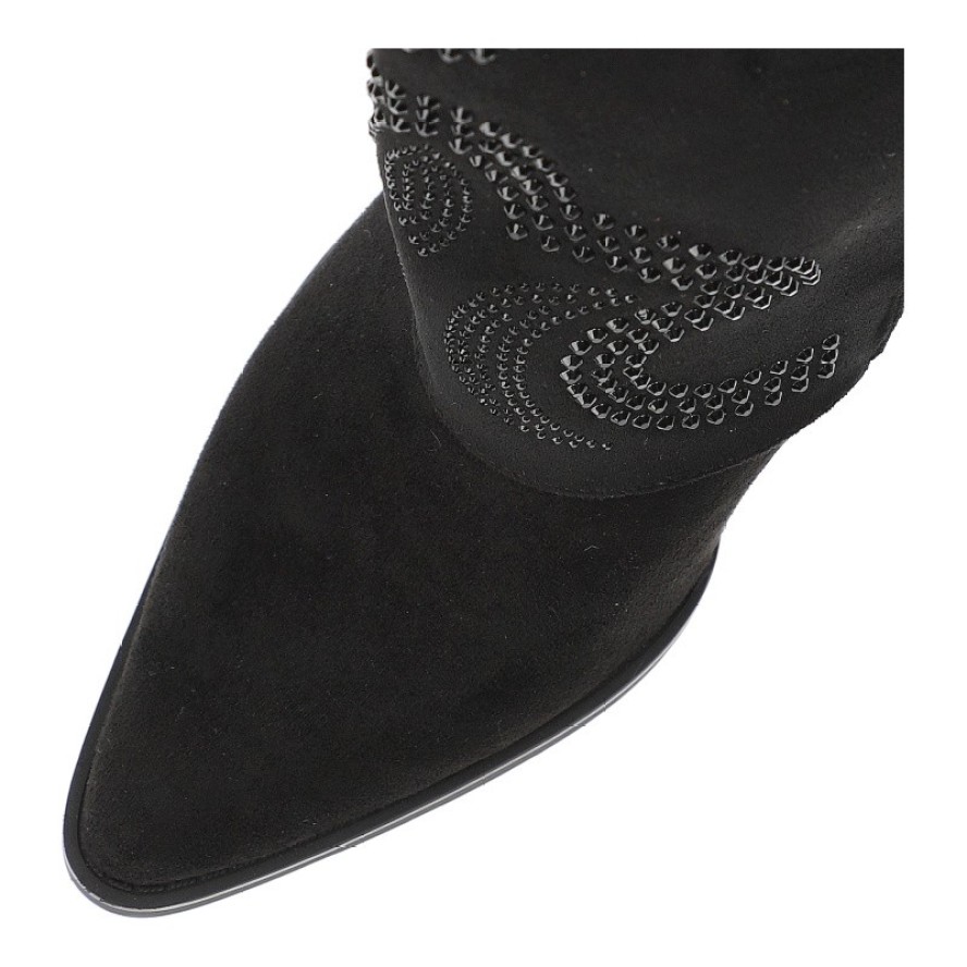 Czarne Kozaki S.Barski Eleganckie Kowbojki Damskie