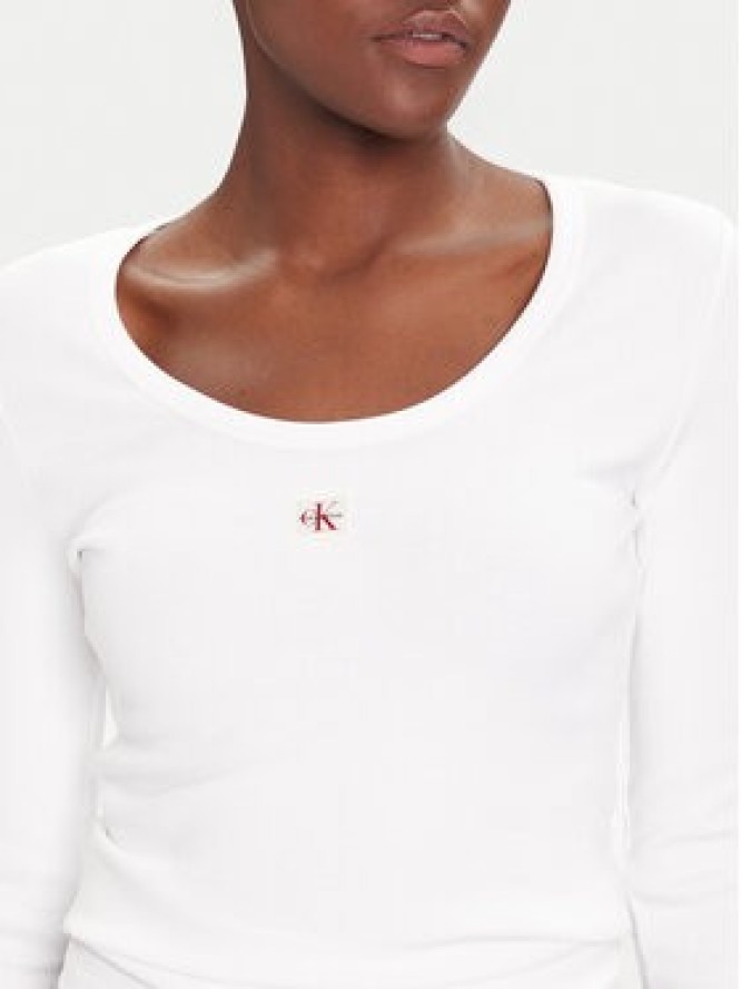 Calvin Klein Jeans Bluzka LV047D218G Biały Slim Fit