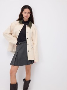 Plisowana spódnica z paskiem - ciemnoszary