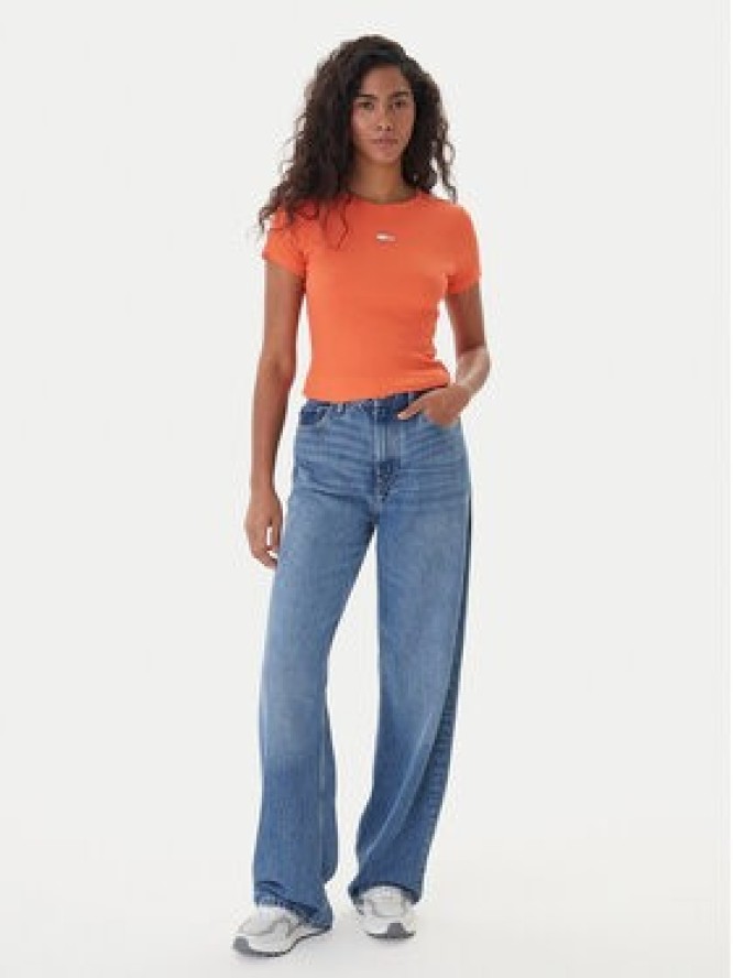 Tommy Jeans T-Shirt Badge DW0DW17881 Pomarańczowy Slim Fit