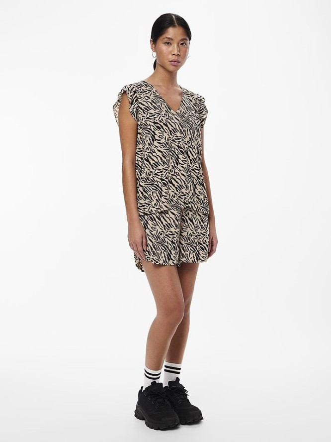 Pieces Top w kolorze beżowo-czarnym rozmiar: XS