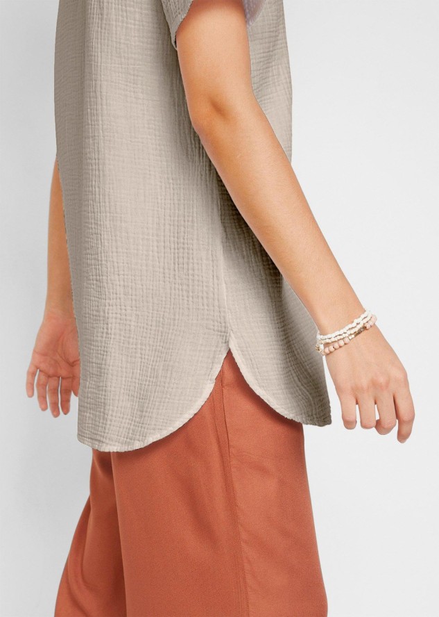 Długa tunika muślinowa z czystej bawełny