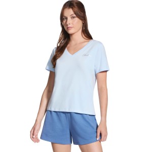 T-shirt sportowy z krótkim rękawem damski Signature V-Neck Tee