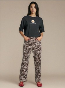Spodnie w panterkę - wielobarwny