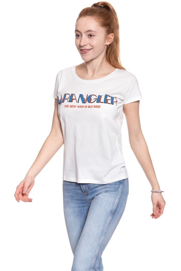 WRANGLER T SHIRT DAMSKI T-SHIRTS SS GRAPHIC OFFWH W7Z02EV02 112132143