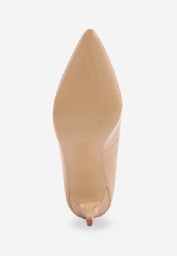 Ciemnobeżowe Eleganckie Czółenka na Szpilce z Wkładką ze Skóry Naturalnej Lerianna