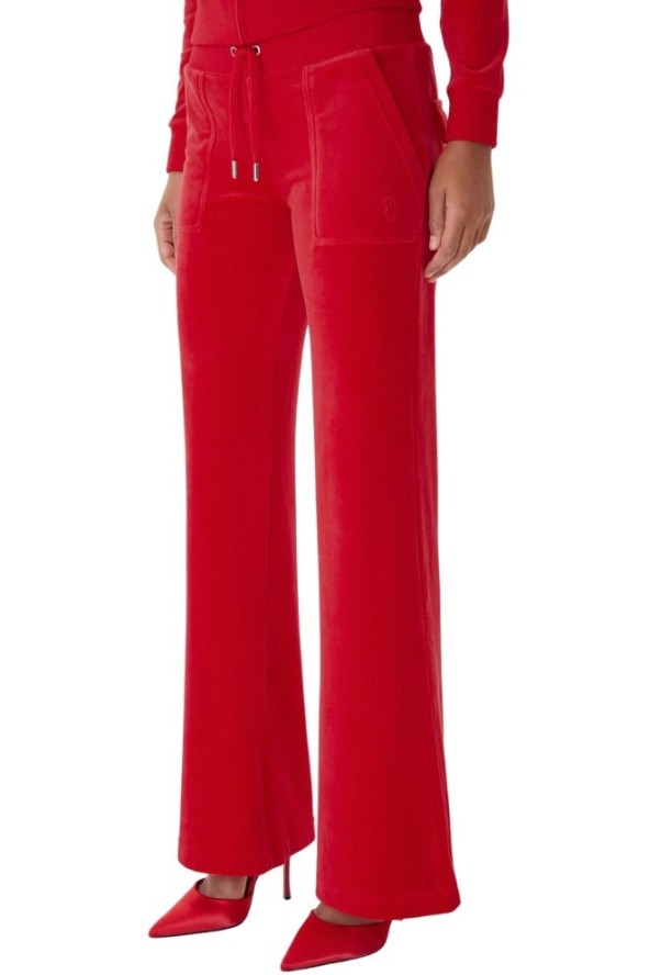 JUICY COUTURE Czerwone spodnie dresowe damskie Layla Low Rise Pocket, Rozmiar XS