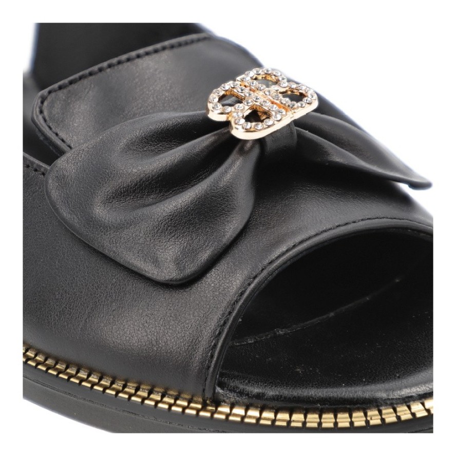 Czarne Sandały Karino Wygodne Obuwie Damskie Z Kokardą