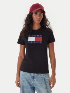 Tommy Jeans T-Shirt Flag DW0DW22562 Czarny Regular Fit