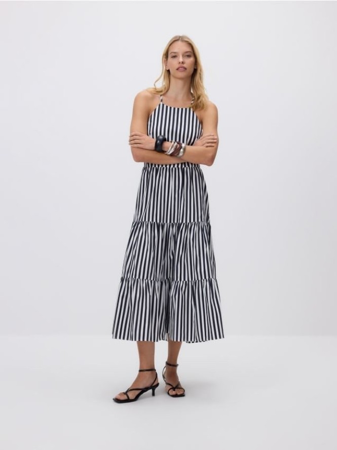 Bawełniana sukienka maxi - granatowy