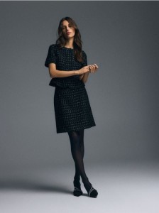 Tweedowa spódnica mini - czarny