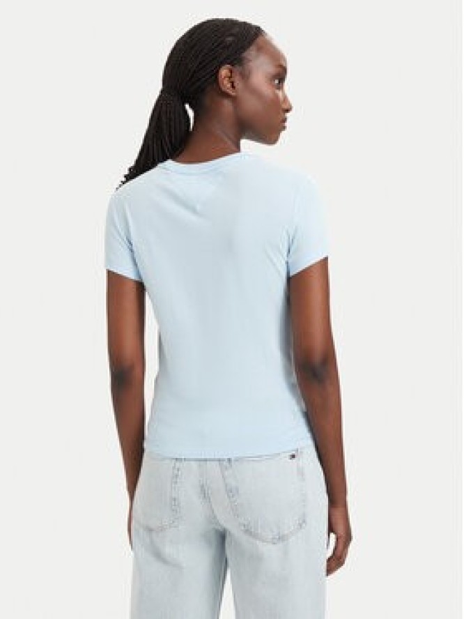 Tommy Jeans T-Shirt Ess Logo DW0DW23479 Niebieski jasny Slim Fit