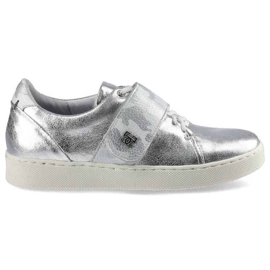 Srebrne Sneakersy Simen Damskie Modne Półbuty