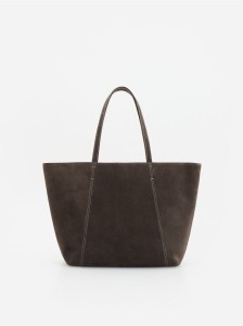 Zamszowa torebka shopper - ciemnoszary