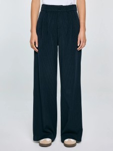 Spodnie damskie z szeroką nogawką w prążek granatowe Elvie 403