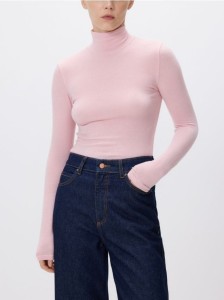 Longsleeve z dodatkiem wełny - pastelowy róż