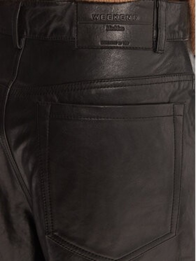 Weekend Max Mara Spodnie skórzane Blanc 2525436012 Czarny Wide Leg